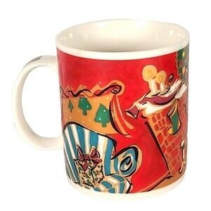 Chaleur Christmas Home For The Holidays Coffee Mug By Mary Graves Fireplace VTG